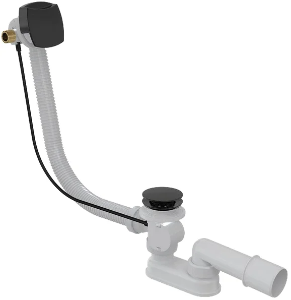 Слив-перелив для ванны AlcaPlast A564BLACK 52 мм, полуавтомат, черный, с сифоном