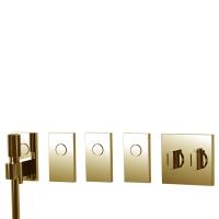 Смеситель Fima Carlo Frattini Switch для душа встраиваемый, термостатический, на 4 положен, ручной душ и черный шланг 1500мм, внешн часть, цвет золото