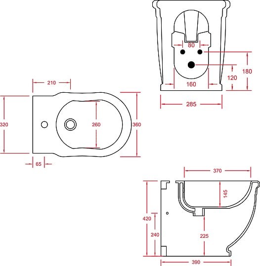 биде напольное artceram hermitage heb001 03;00 цвет черный