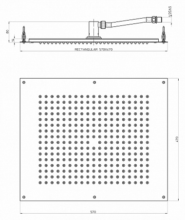 верхний душ bossini dream flat h38391.073, черный матовый (073)