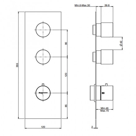 смеситель для душа fima carlo frattini fimatherm f3869x2ns с термостатом, черный матовый