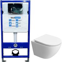 Комплект унитаза BelBagno Uno-Tor BB5177CH-TOR/SC с инсталляцией WellWant Standart 50 WWISI1110B с сиденьем Микролифт и клавишей смыва Хром глянцевый