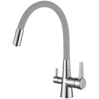 Смеситель Haiba HB76858-3 для кухни, с подключением фильтра питьевой воды, хром | cерый