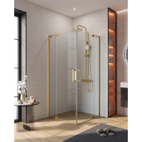 Душевой уголок Cezares Slider SLIDER-A-2-100/110-C-BORO 100-110x100-110 см, профиль золотой матовый, стекло прозрачное