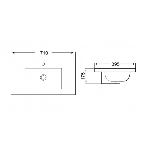 раковина встраиваемая weltwasser deilbach 7517 70х39 mt-bl 10000005572 черная матовая