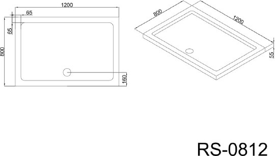 душевой поддон black&white stellar wind slim line rs-0812 120×80 белый