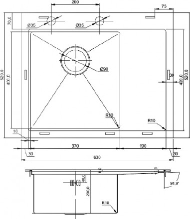 кухонная мойка seaman eco marino smb-6352rsk с клапан-автоматом