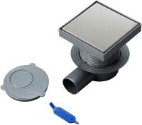 Точечный трап с двухсторонней решеткой нерж. сталь/под плитку 15х15 Logan L005-150