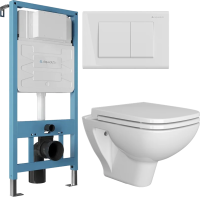 Комплект Унитаз подвесной DIWO Сочи 7508N003-0079 безободковый + Крышка Yakut 0344 быстросъемное, с микролифтом + Инсталляция Aqueduto Tecnica TEC01 + Кнопка Quadrado QUA0110 европейский белый
