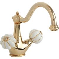 Смеситель для раковины Migliore Olivia 19032 золото с декором