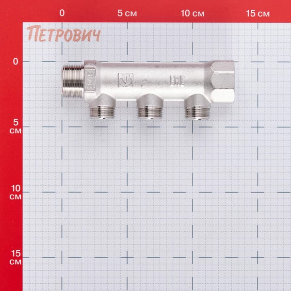 коллектор valtec 3/4 вр(г) х 3 выхода 1/2 нр(ш) х 3/4 нр(ш) (vtc.500.n.0503)