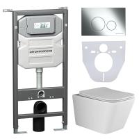 Комплект унитаза с инсталляцией Ceramicanova Metric CN3007_1001CH_1000 с сиденьем микролифт и клавишей смыва хром