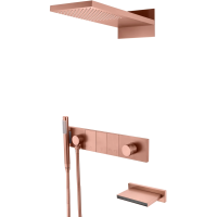 Душевой комплект Boheme Zodiac 132-2-CB 230 мм, со смесителем, медь матовая
