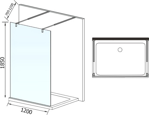 душевая перегородка weltwasser ww400 h-2 120 10000001236 профиль хром, стекло прозрачное