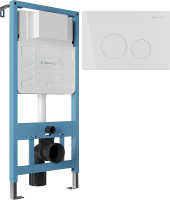 Комплект Инсталляция Aqueduto Tecnica TEC01 крепление к полу и стене, с регулировкой по высоте + Кнопка Circulo CIR0110 европейский белый