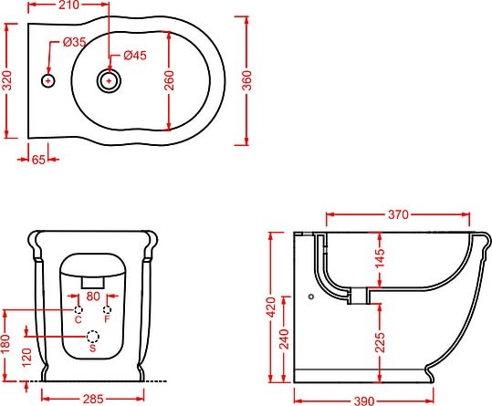 биде напольное artceram hermitage heb001 01;00 цвет белый