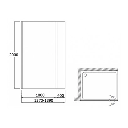 душевая перегородка jacob delafon contra 140 e22wd140-ga профиль хром, стекло матовое