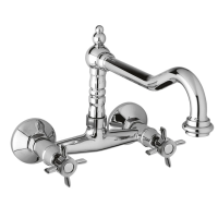 Кухонный смеитель для настенного монтажа хром, ручки хром Cezares Lord LORD-LLP-01