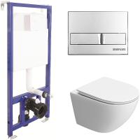 Комплект унитаза BelBagno Uno-Tor BB5177CH-TOR/SC с инсталляцией Berges Novum L3 040213 с сиденьем Микролифт и клавишей смыва Хром