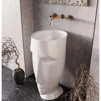 Раковина напольная Kerasan Artwork 474001 Moloco, с отверстием для слива в стену, цвет белый