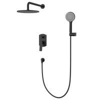 Душевой комплект Nemo Prima NM-1352-MB с верхним душем 25см., смесителем, ручным душем, держателем для душа и шлангом 150см., цвет черный матовый