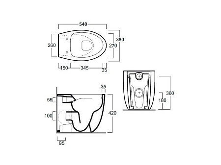 унитаз приставной simas bormio br 01 bi без сиденья, цвет белый