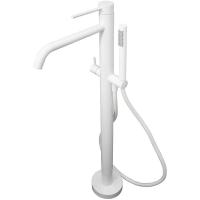 Смеситель Paffoni Light LIG032BO для ванны, напольный, с душевым гарнитуром, излив 28.4 см, h92 см, белый матовый