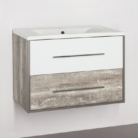 тумба под раковину style line экзотик 80 plus подвесная белый светлое дерево