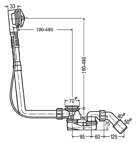 слив-перелив viega multiplex 308889 52 мм, полуавтомат, хром