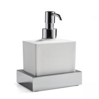 Дозатор для мыла 3SC SK 3.0 SK01DSL подвесной из белого композита, 12хh18x9 см, хром