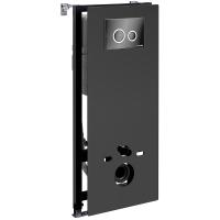 Инсталляция WasserKRAFT Abens 20TLT.010.ME.BL.PB01 для унитаза Черное стекло с Черной глянцевой клавишей смыва