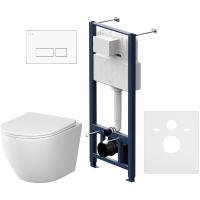 Комплект унитаза с инсталляцией AM.PM Like IS47001.801900 с сиденьем Микролифт и Белой глянцевой клавишей смыва