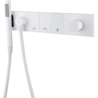 Смеситель для ванны Boheme Zodiac 132-SYS-MW встраиваемый, с душевым гарнитуром, белый матовый