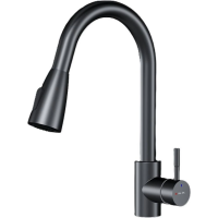 Смеситель для кухни AM.PM X-Joy S F85B07522 CoolStart, с выдвижным изливом, черный матовый