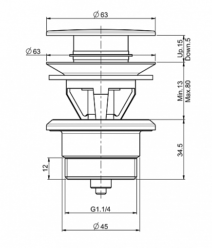 донный клапан fima carlo frattini sottolavabo f2677cr клик клак, хром