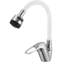 Смеситель для кухни D-Lin D150628-3T с гибким изливом, хром/белый