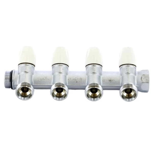 коллектор tiemme 3/4 вр(г) х 4 выхода 1/2 нр(ш) х 3/4 нр(ш) регулируемый (1860004)