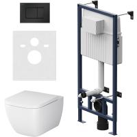 Комплект унитаза с инсталляцией AM.PM Gem IS70238.901701 с сиденьем микролифт и Черной матовой клавишей смыва