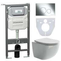 Комплект унитаза с инсталляцией Ceramicanova Forma CN3009_1001CH_1000 с сиденьем микролифт и клавишей смыва Хром