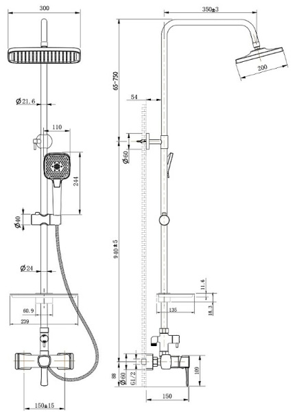 душевая система lemark evitta lm0560c хром