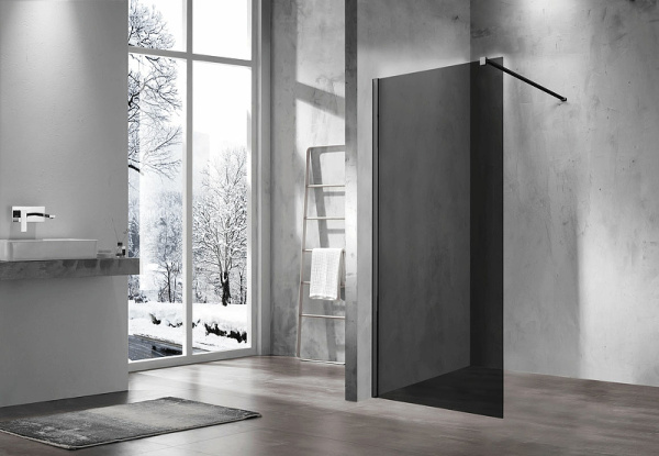 душевая перегородка vincea walk-in 110 vsw-1h110cgb профиль черный, стекло тонированное