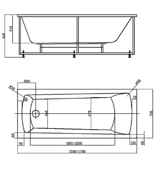 акриловая ванна aquatek либра new 150x70 lib150n-0000003 без гидромассажа с фронтальной панелью с каркасом (вклеенный) со слив-переливом (слева)