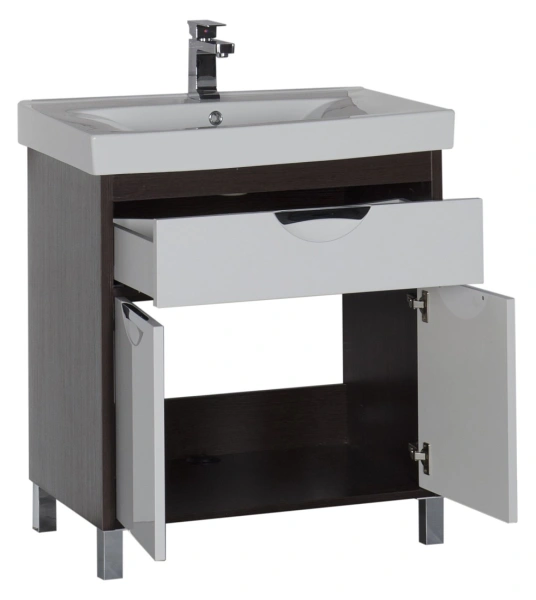 тумба под раковину aquanet гретта 75 венге/белый, 00209683