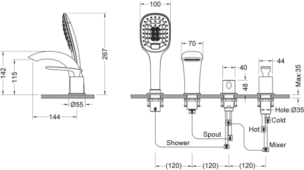 смеситель на борт ванны timo helmi 4020/03y
