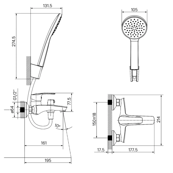 смеситель для ванны с душем iddis ray raybl02i02