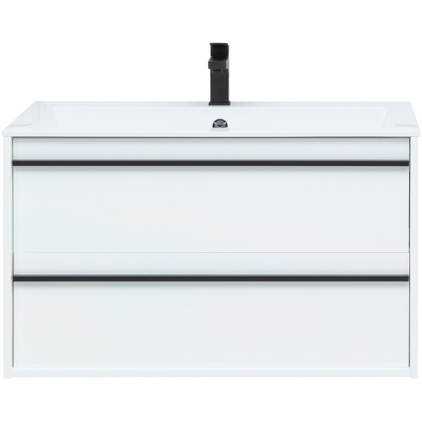 тумба с раковиной aquanet lino 90 271949 подвесная белая матовая