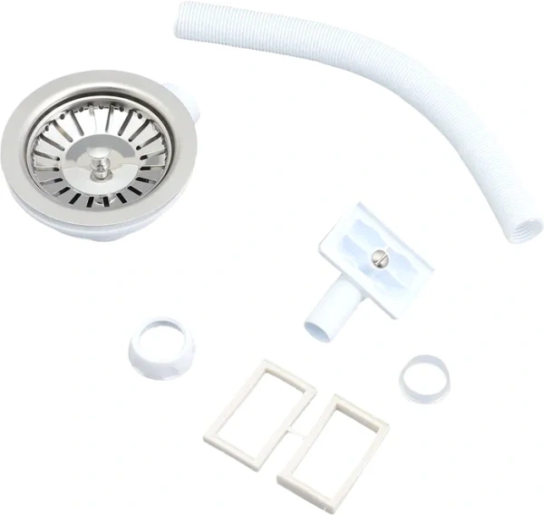 слив-перелив для кухонной мойки wirquin 30717337 40 мм, хром, без гидрозатвора