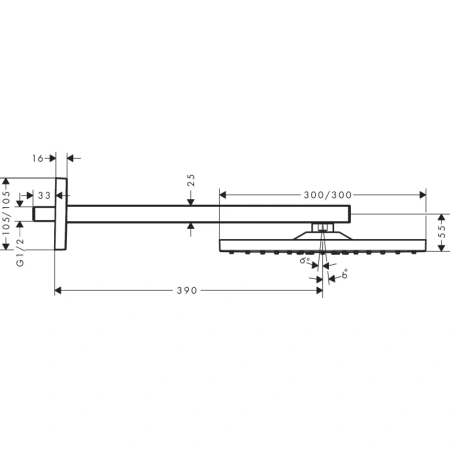 верхний душ hansgrohe raindance e 300 1jet 26238670