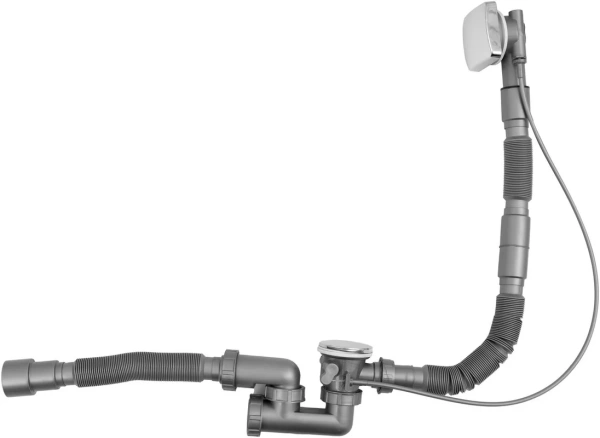 Слив-перелив для ванны Aquanet 339431 70 мм, полуавтомат, хром, с сифоном