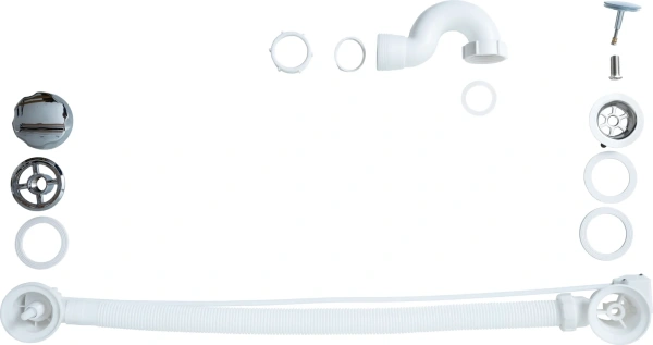 слив-перелив для ванны aquanet a1850 w p trap 75 см 52 мм, полуавтомат, хром, с сифоном